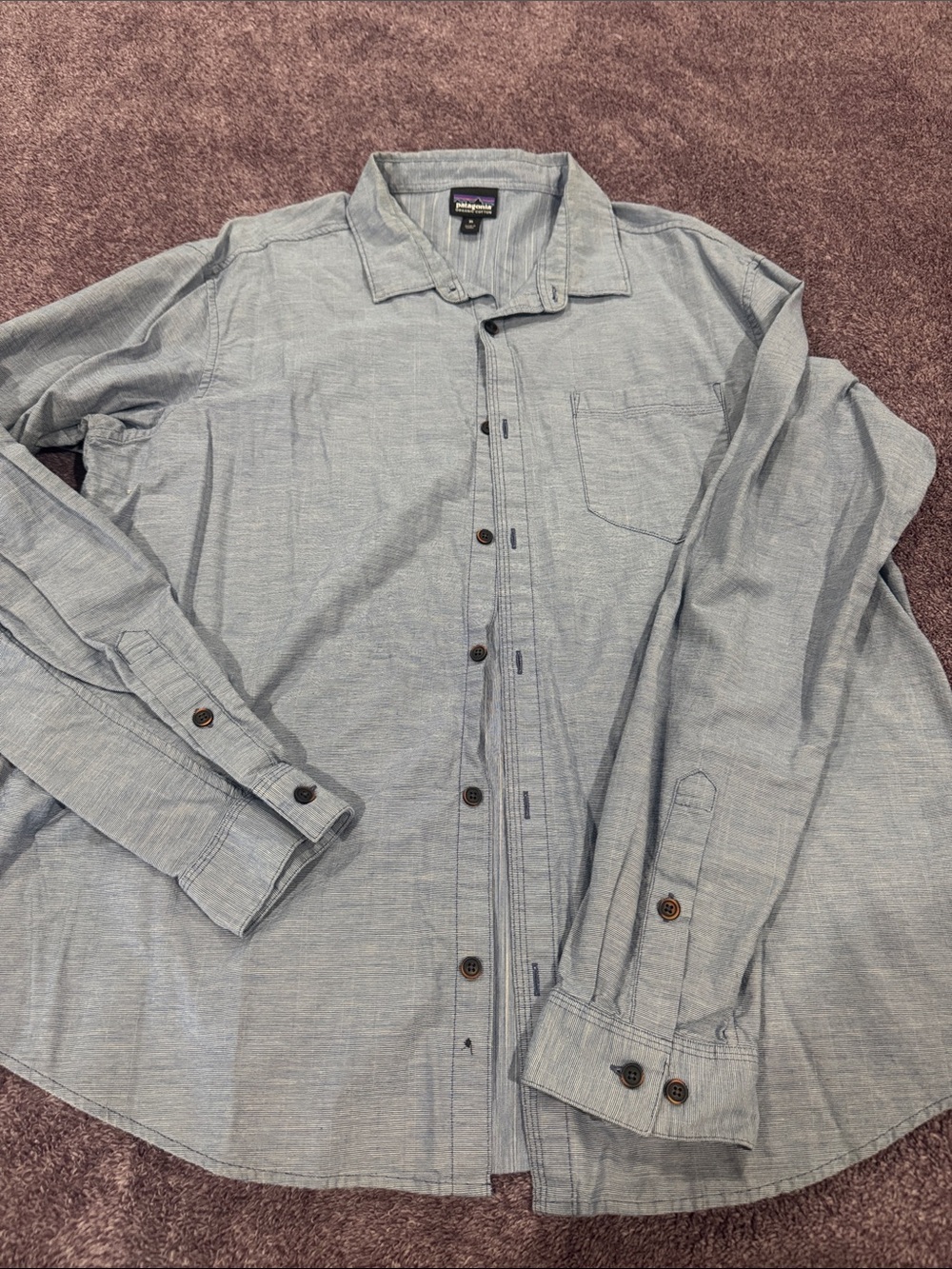 Patagonia Heather Sky Blue Long-Sleeve Button Shirt